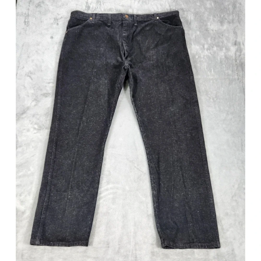 Wrangler Jeans Mens 48x32 Charcoal Gray Straight Cowboy Cut Made‎ In USA